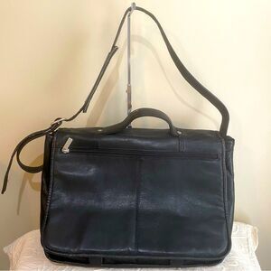 Wilson's Leather Black Flap Laptop Bag Briefcase Messenger Bag Office/Work Bag